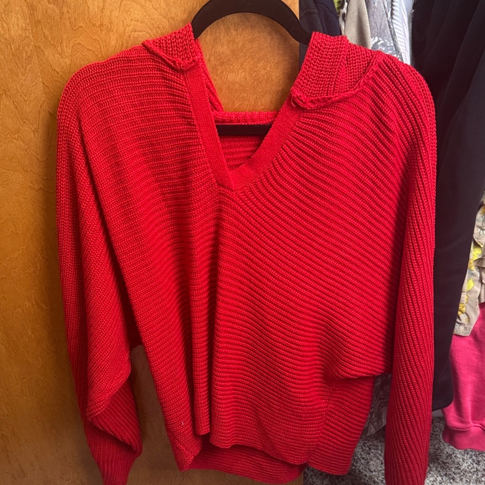 Red V-Neck Women's Sweater